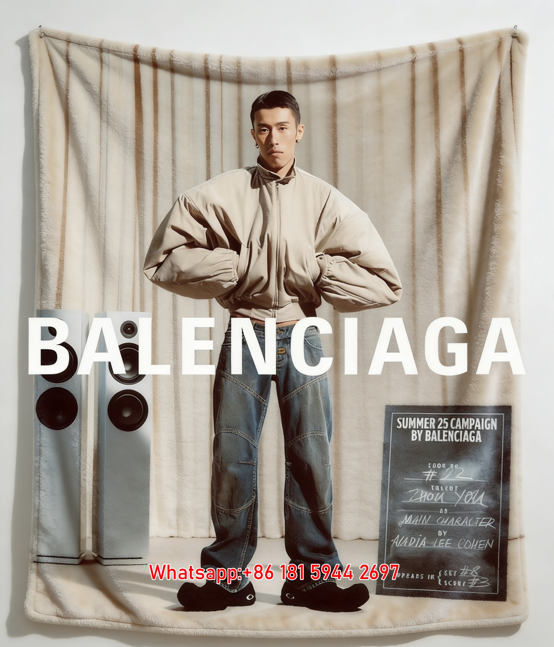 Balenciaga Summer 25 Campaign Flannel Sofa Throw Blanket BA208